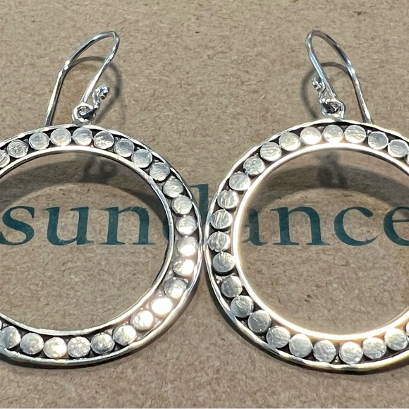 Sundance Catalog $148 NEW 2" Sterling Silver Front-Facing Hoop Dangle Earrings - Picture 3 of 6